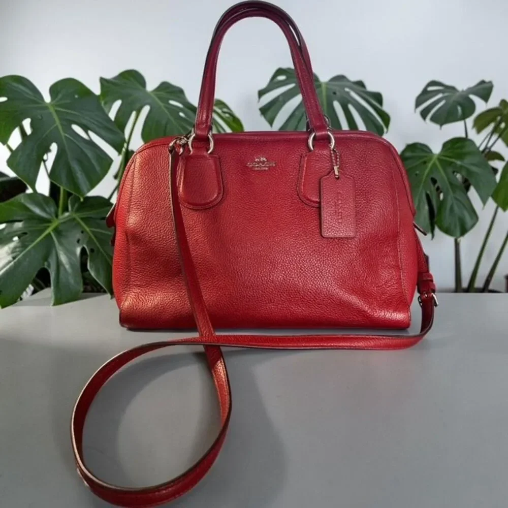Coach Nolita Red Pebble Leather Satchel Crossbody - EUC